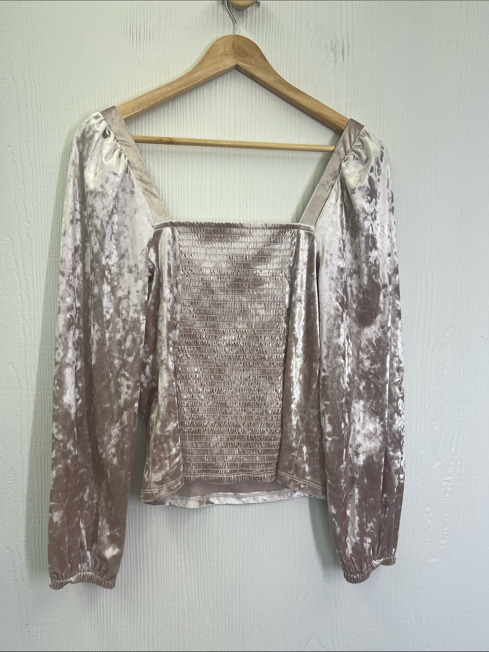 Anthropologie - Jessima Light Pink Square Neckline Long Sleeve Velvet Blouse M - Picture 10 of 10